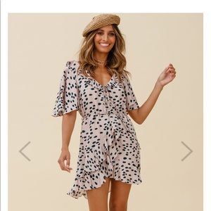 Keziah Angel Sleeve Ruffle Trim Dress